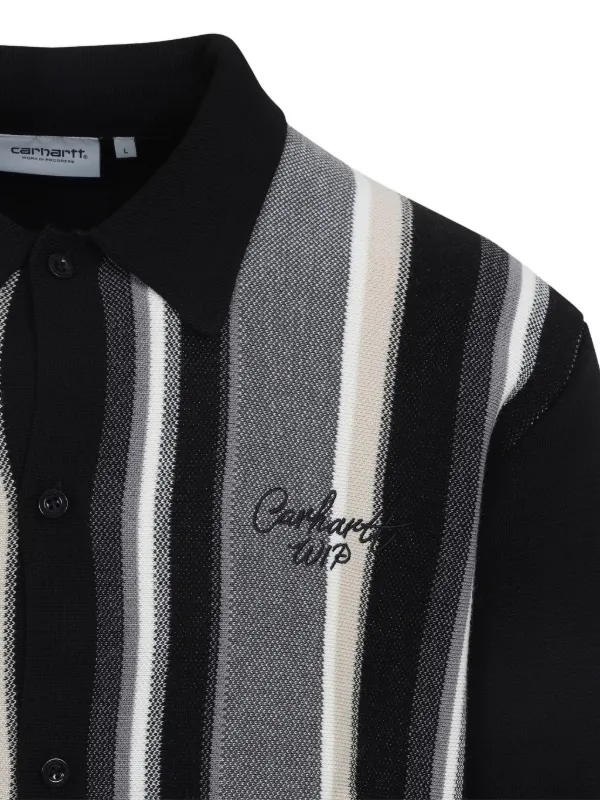 Carhartt WIP Bainter ストライプ ポロネックカーディガン | ブラック 