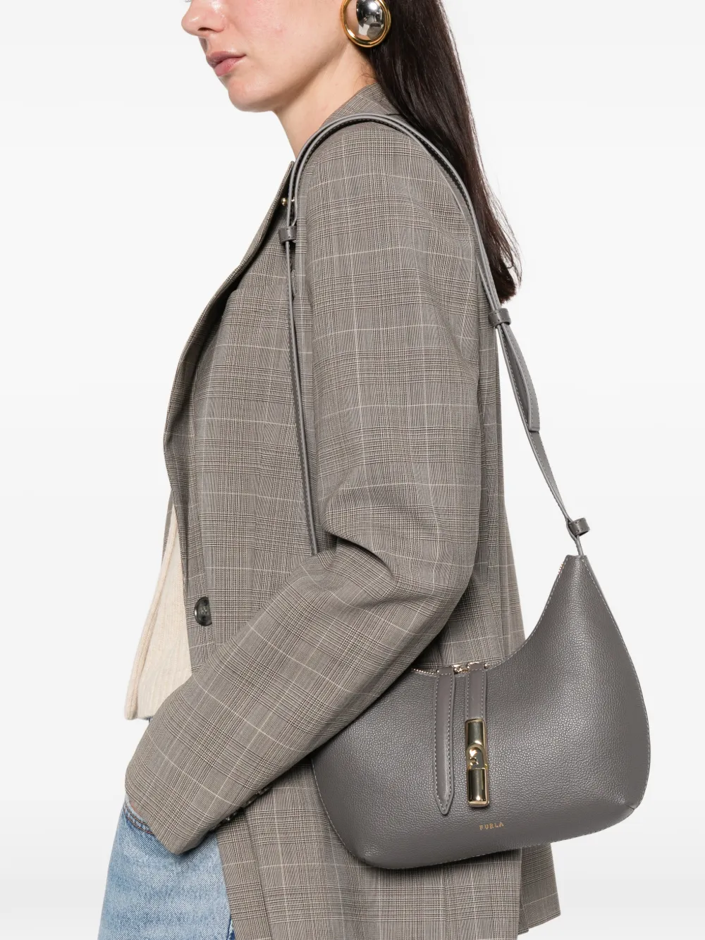 Furla Goccia logo-detail shoulder bag - Grijs