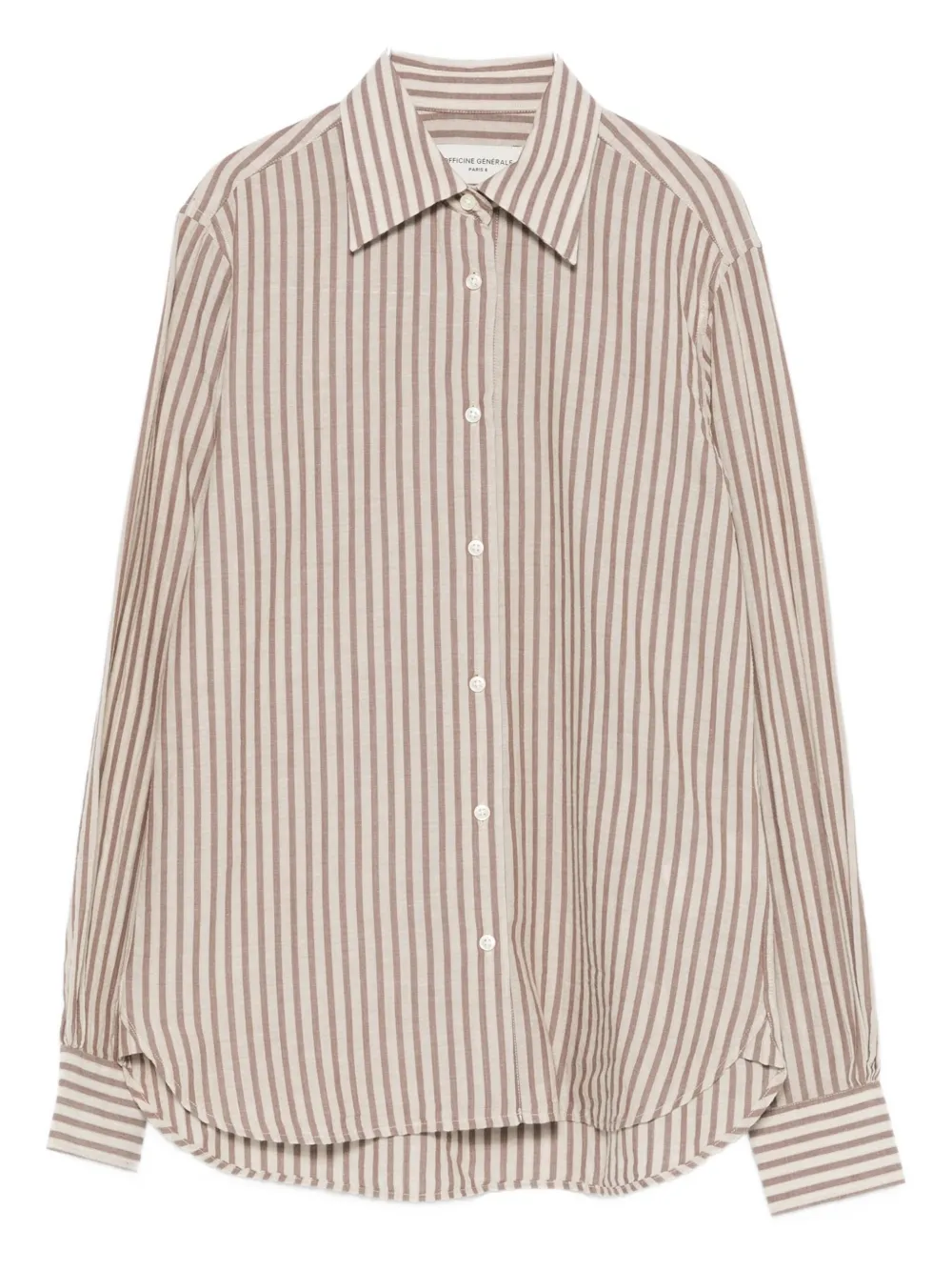 Officine Generale Camisa com listra | Marrom | Image 1