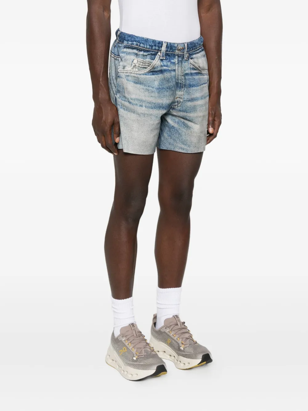 Satisfy Whiskering-effect Denim Shorts - Blue 