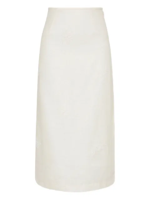 SIR. floral-embroidered midi skirt
