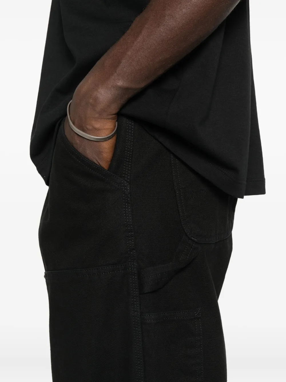 Carhartt Double Knee Canvas Trousers In Black