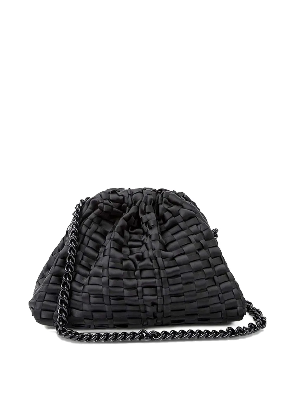 Maria La Rosa Clutch met geweven textuur en kettinghengsel - Zwart