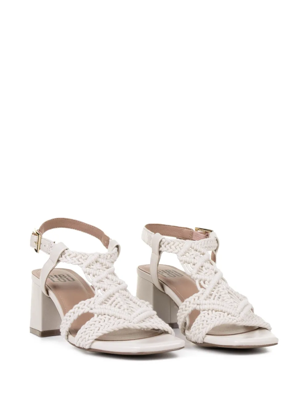 Bibi Lou Gevlochten leren sandalen met blokhak Wit