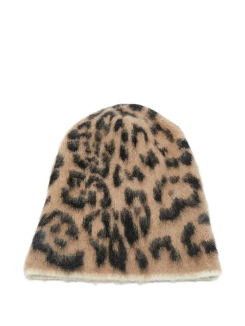 Laneus leopard-pattern beanie hat