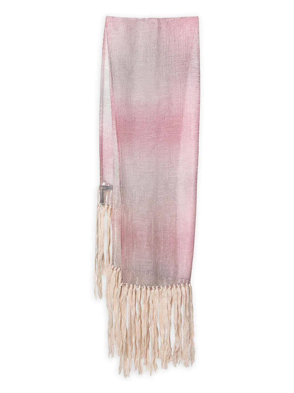 Pre-owned Emporio Armani Ombré Fringed Scarf In Pink