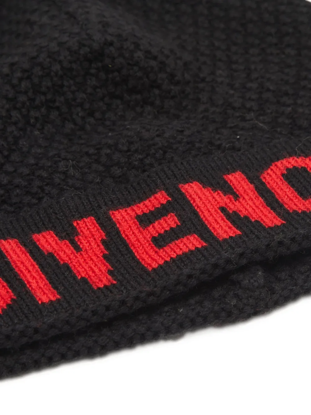 GIVENCHY Pre-owned Intarsia-logo Beanie Hat In Black