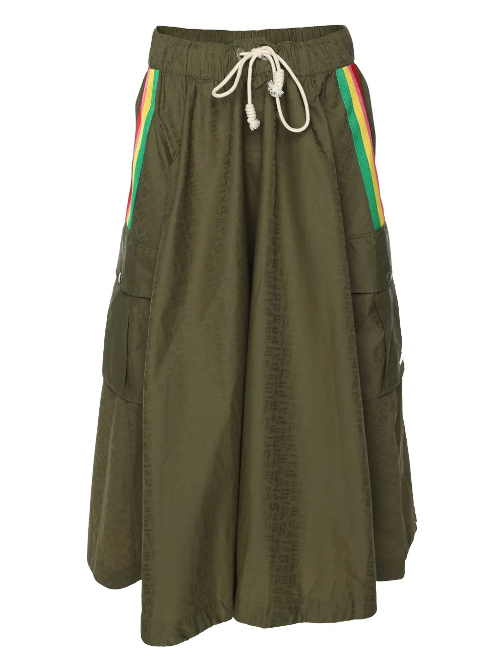 Pre-owned Palm Angels Striped Cargo Midi Skirt In Green