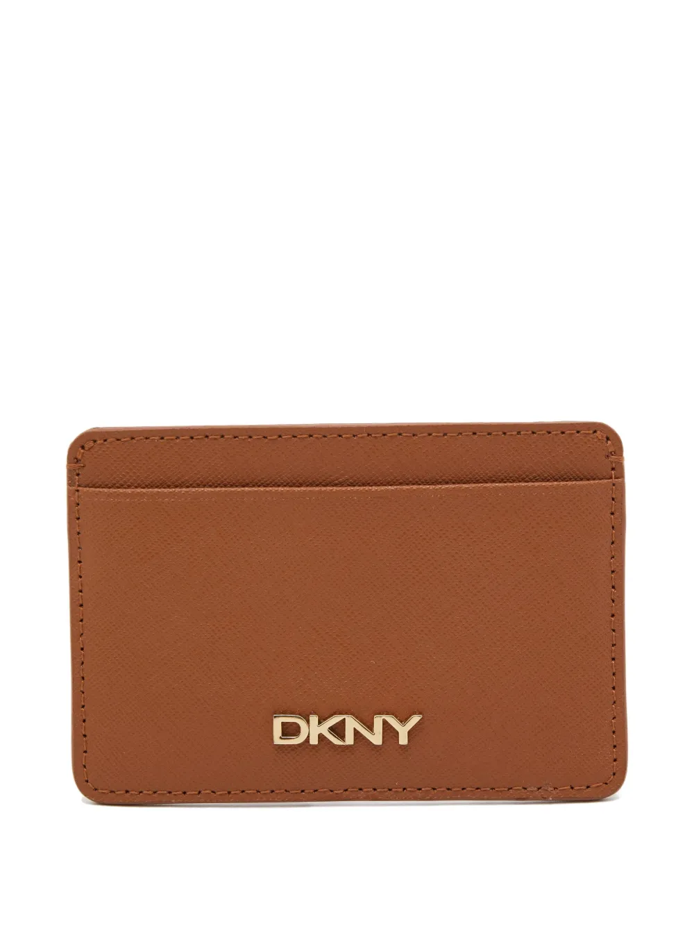 Pre-owned Dkny Vintage Leather Card Holder In Brown