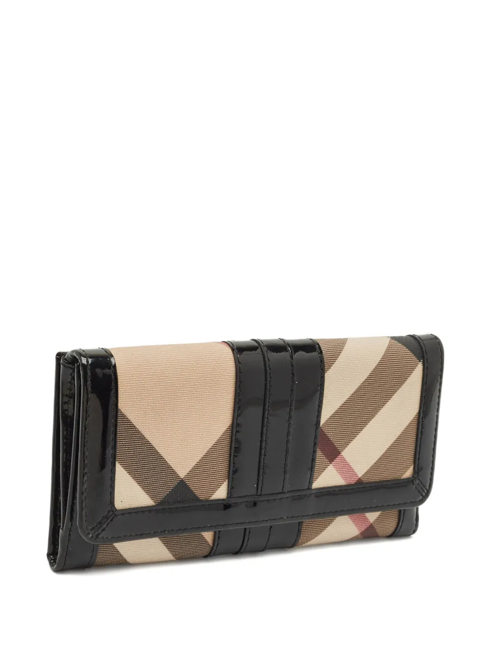 Pre-owned Burberry Supernova Check-pattern Wallet In Neutral