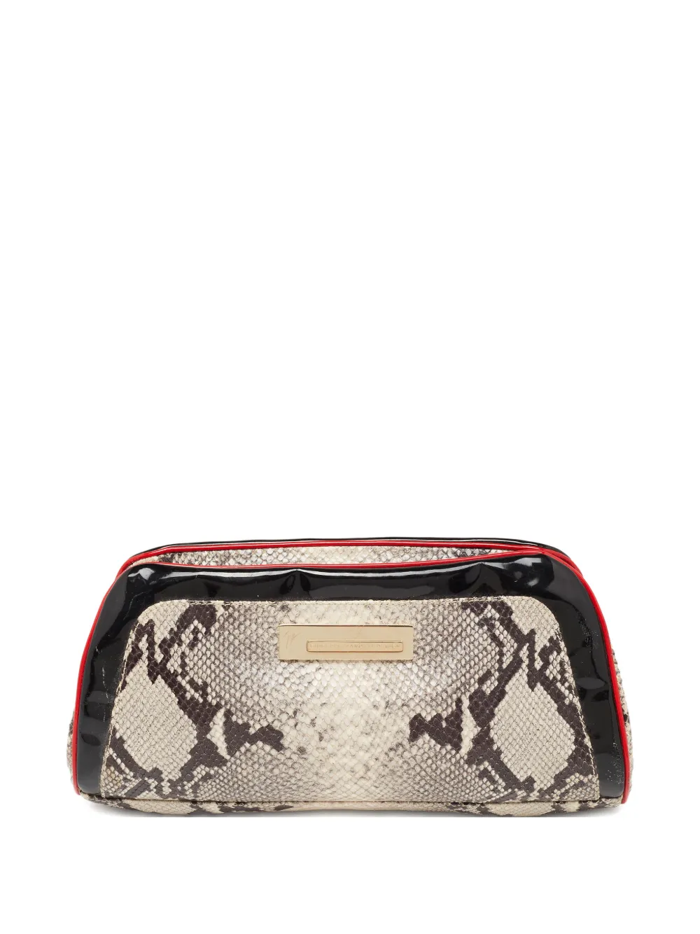 Giuseppe Zanotti Vintage python-effect logo-plaque clutch bag - Toni neutri