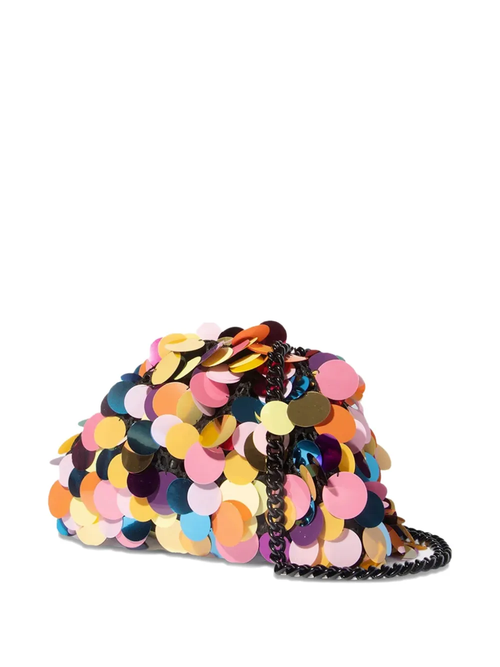 Maria La Rosa Sequin-embellished Chain Clutch Bag In Neutral