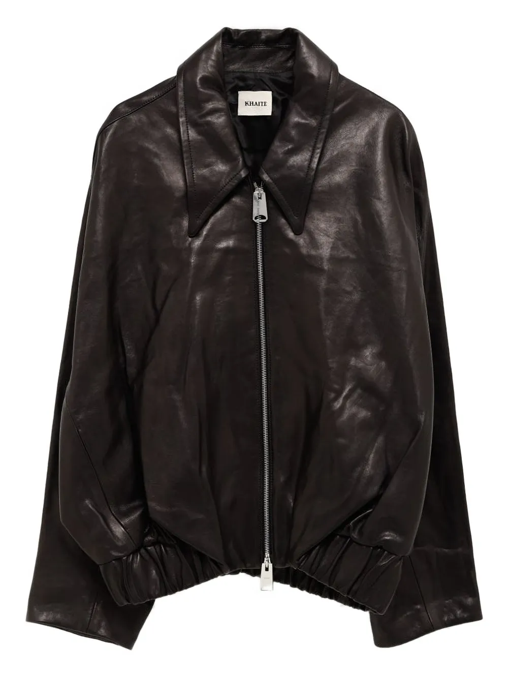 KHAITE ruched-hem lambskin jacket | Black | Image 1