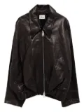 KHAITE ruched-hem lambskin jacket - Black
