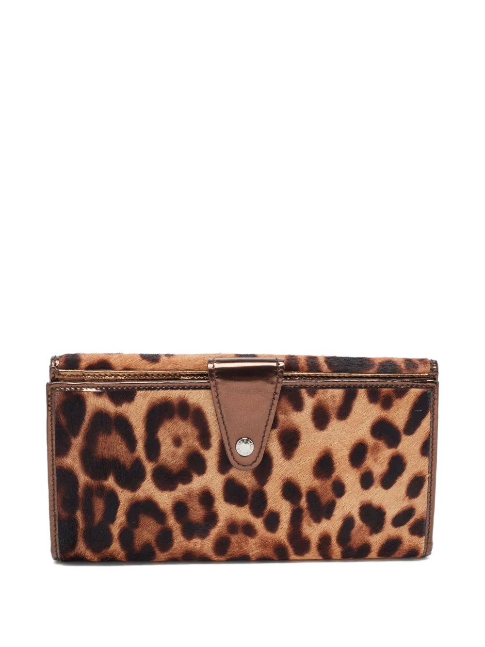 Pre-owned Dolce & Gabbana Leopard-print Wallet In Brown