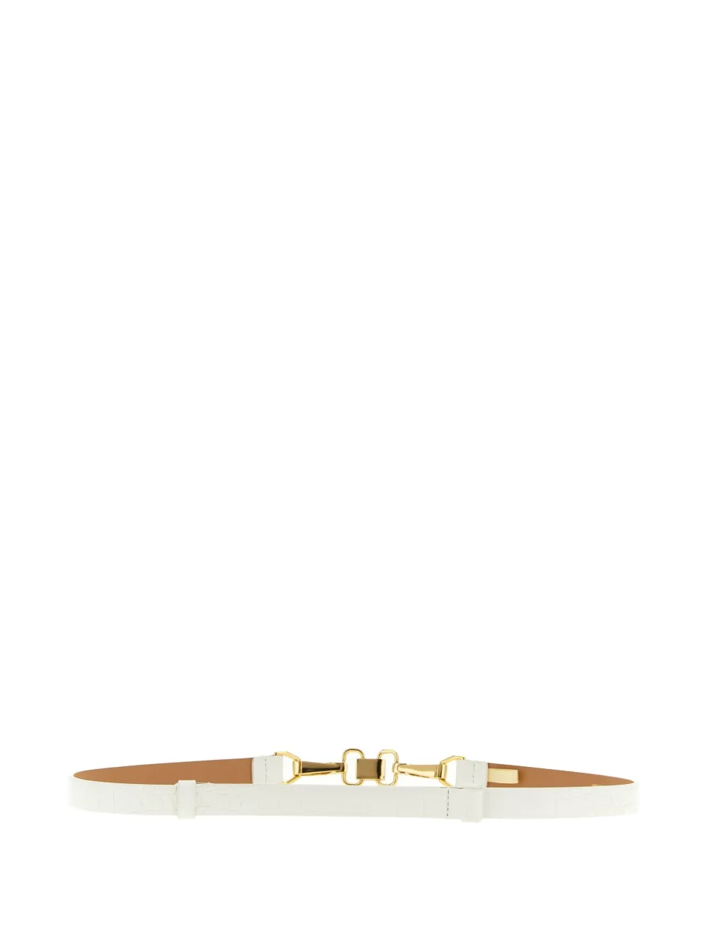 Elisabetta Franchi crocodile-effect jewel-clamp belt - Wit