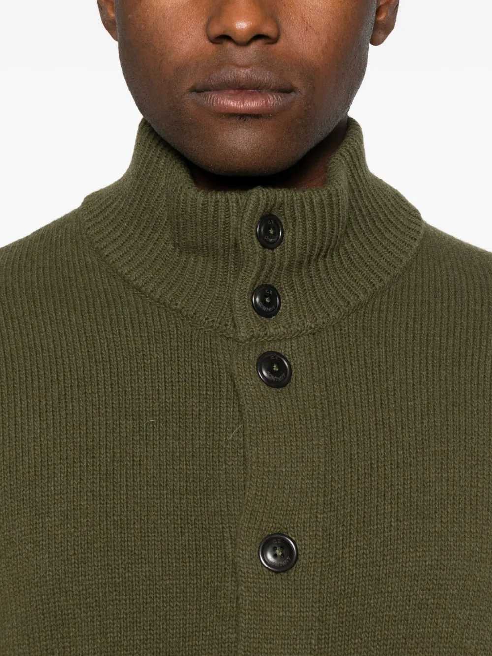 C.p. Company Knitwear Cardigan In Lambswool Grs Clothing In Green
