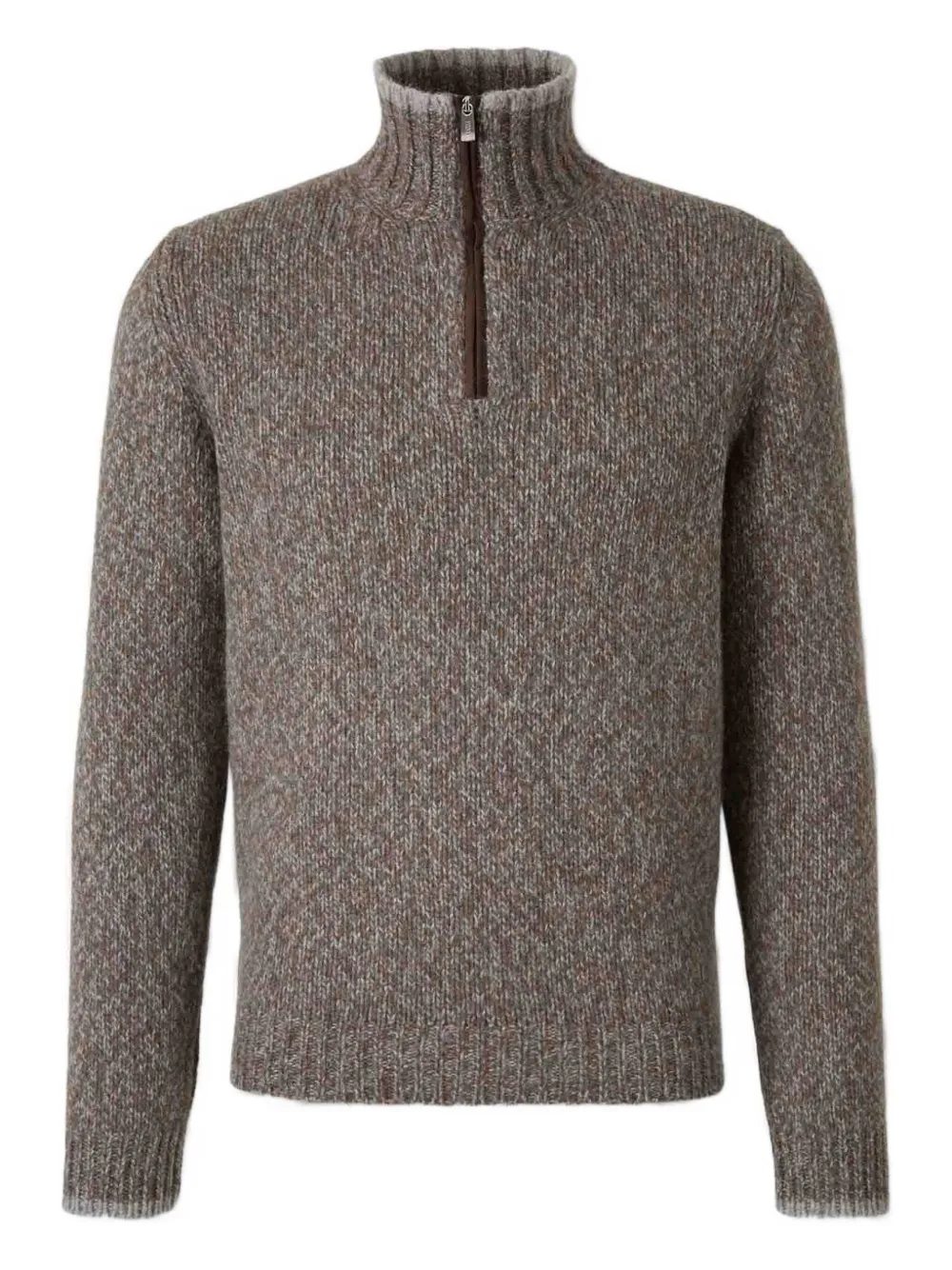 Fedeli half-zip ribbed organic-cotton sweater | Brown | Image 1