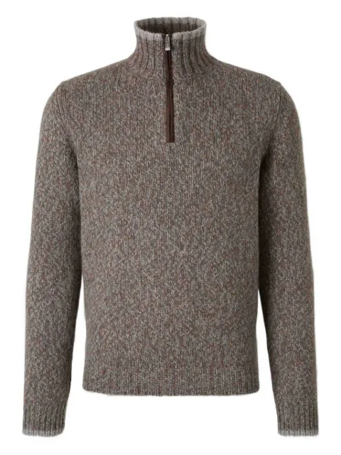 Fedeli half-zip ribbed organic-cotton sweater