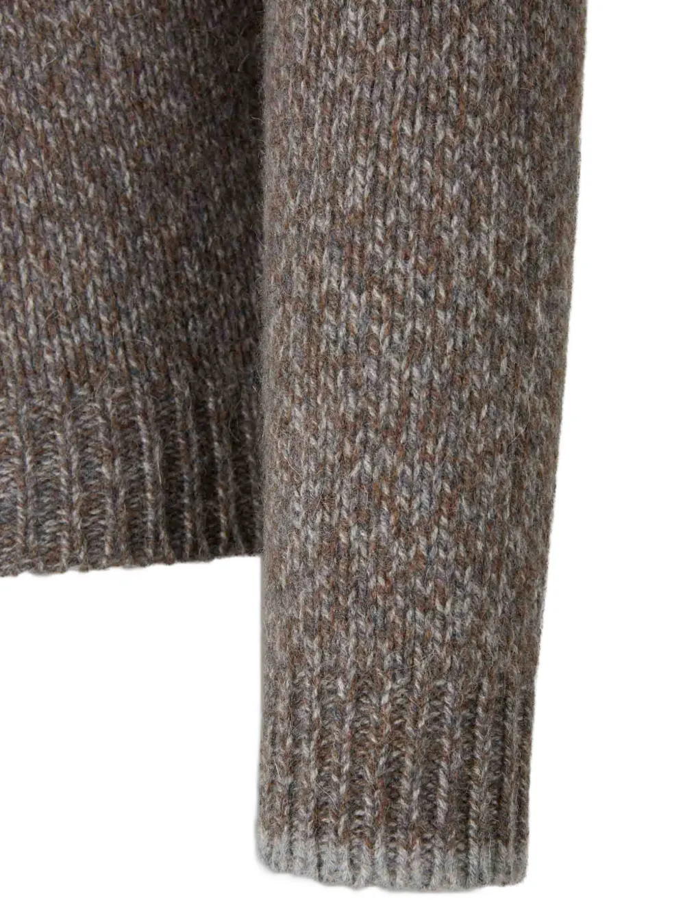 Fedeli Geribbelde trui van biologisch katoen met halve rits Bruin