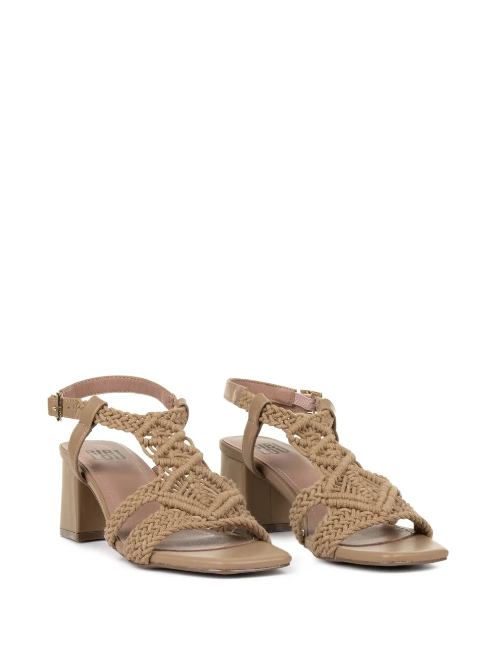 Bibi Lou Gevlochten leren sandalen met blokhak Bruin