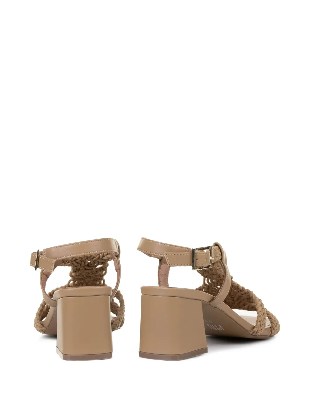 Bibi Lou Gevlochten leren sandalen met blokhak Bruin