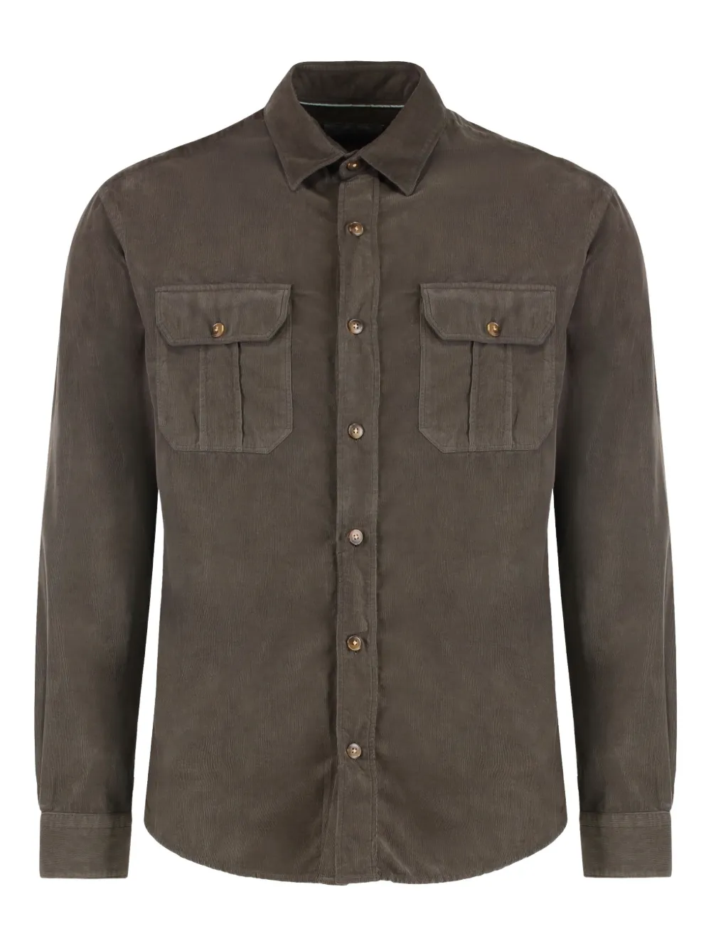 Canali flap-pocket corduroy shirt | Brown | Image 1