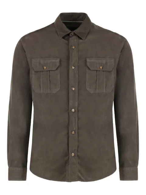 Canali flap-pocket corduroy shirt