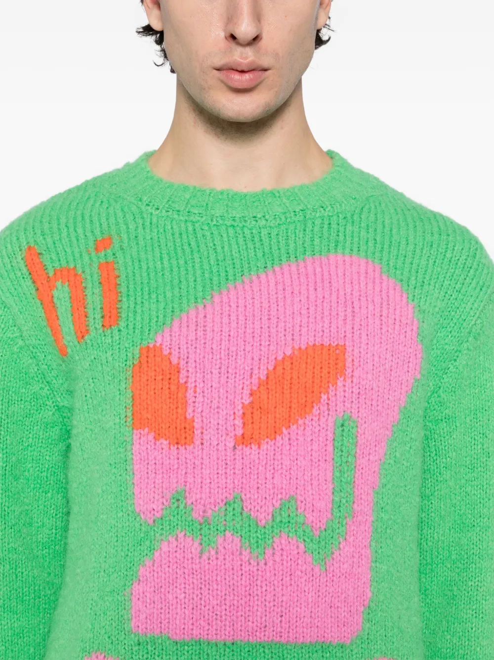 Walter Van Beirendonck Alien-intarsia Jumper In Green