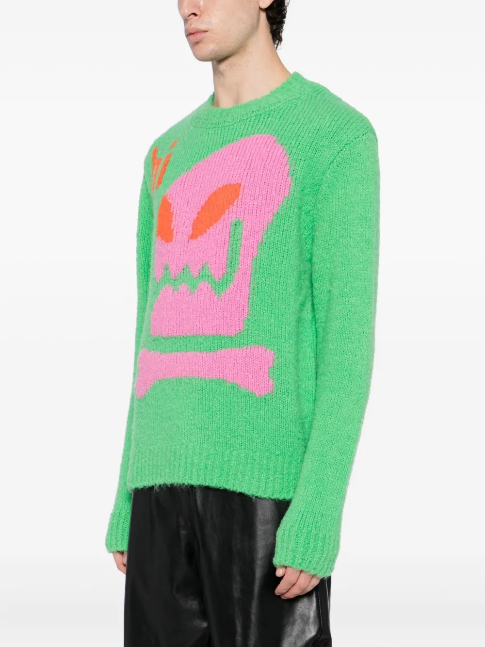 Walter Van Beirendonck Alien-intarsia Jumper In Green