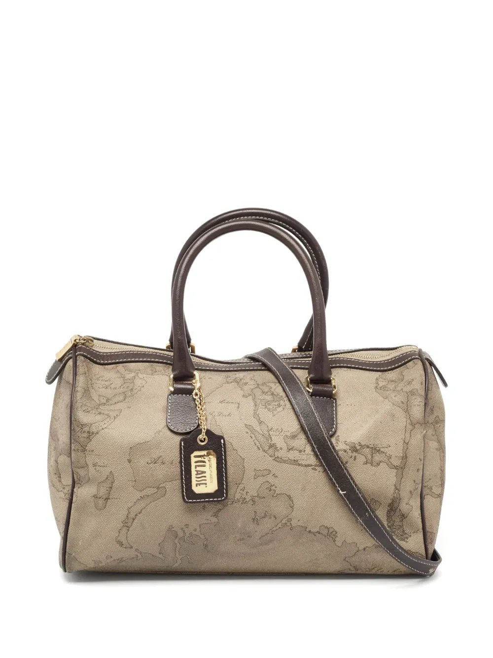ALVIERO MARTINI 1° CLASSE 1990s map-print satchel bag | Brown | Image 1