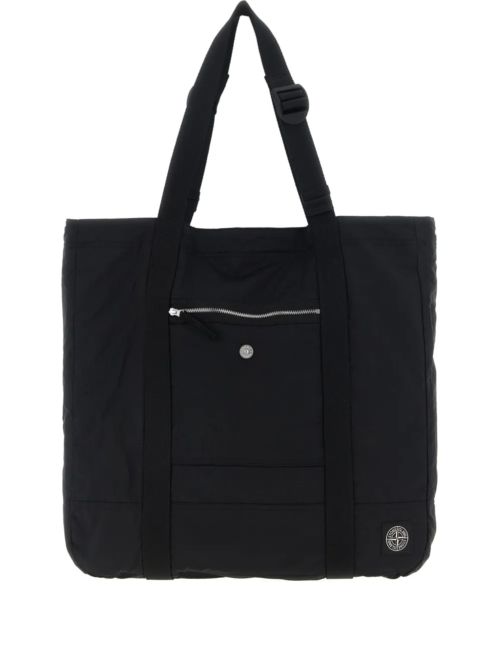 Stone Island Logo Patch Shopping Bag Tote Bag Black In Black
