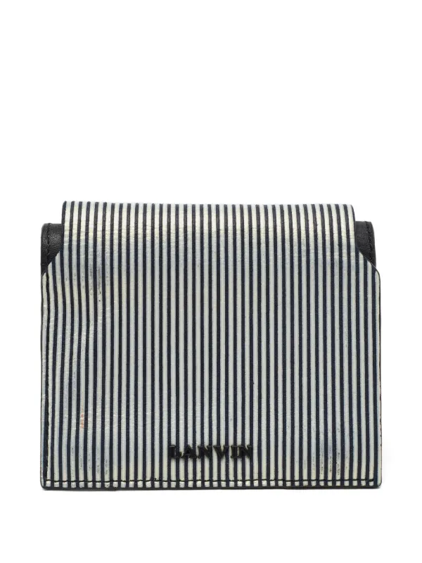 Lanvin Pre-owned Stripe-pattern Card Holder in White