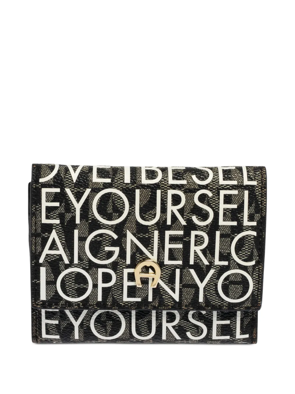 Pre-owned Aigner Vintage 2000s Logo-print Wallet In Black