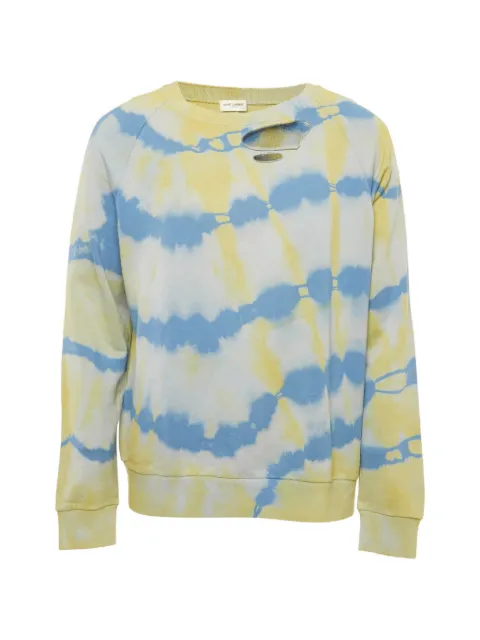 Saint Laurent Pre-Owned distressed tie-dye sweater