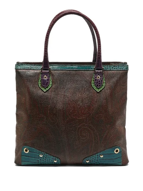 Etro Pre-Owned top-handle paisley-details leather tote bag 