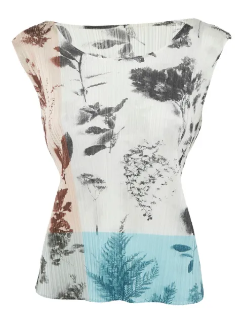 Pleats Please Issey Miyake top plisado con estampado floral 2000