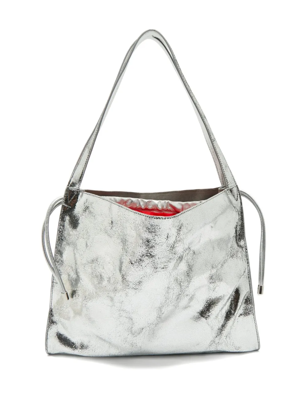 CHRISTIAN LOUBOUTIN Pre-owned 2010s Le 54 Crackled-patent Tote Bag In Silver