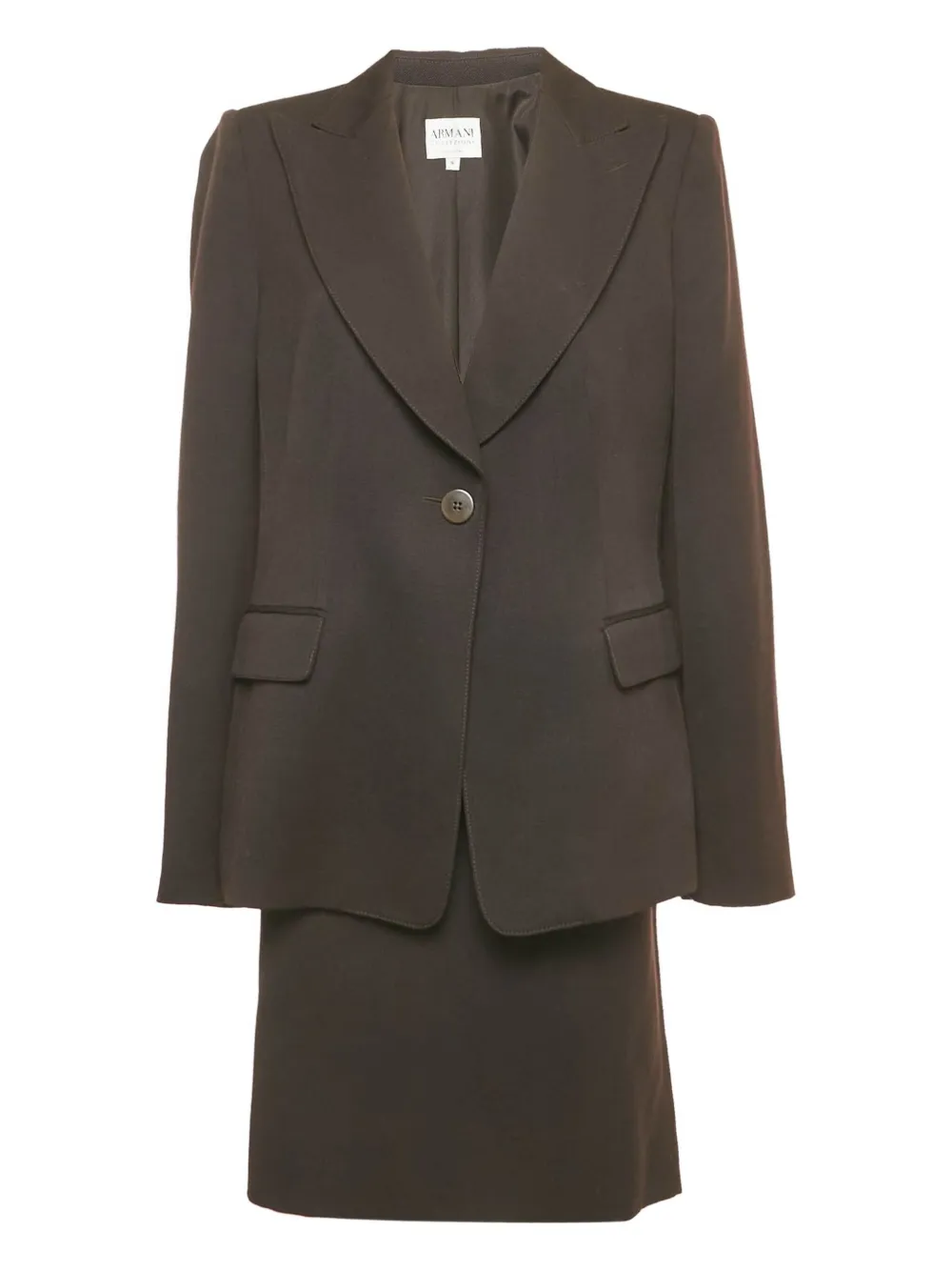 Pre-owned Armani Vintage 2000s Wool Skirt Suit In Brown