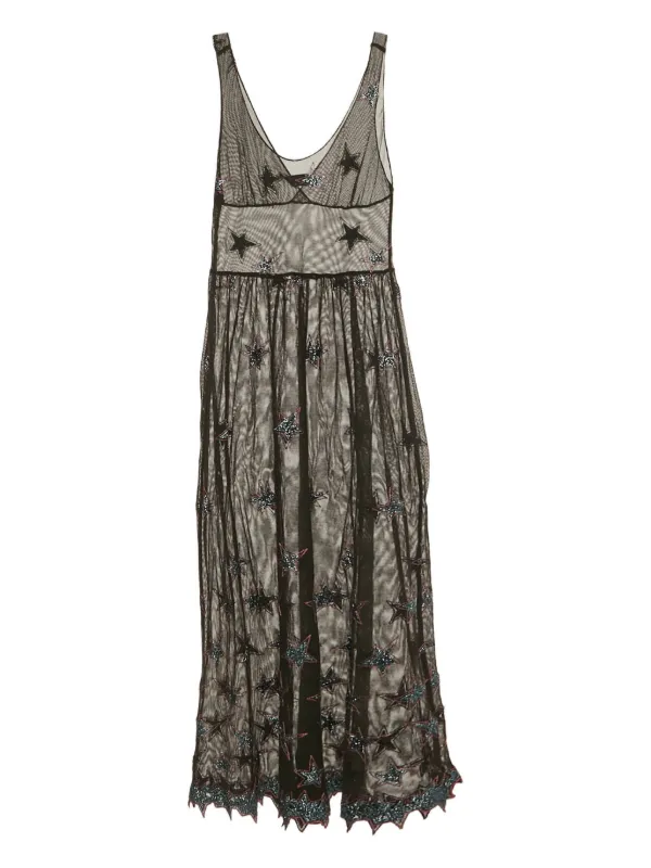 mesh dress stars Celestial Navy Off-Shoulder Star Mesh Dress