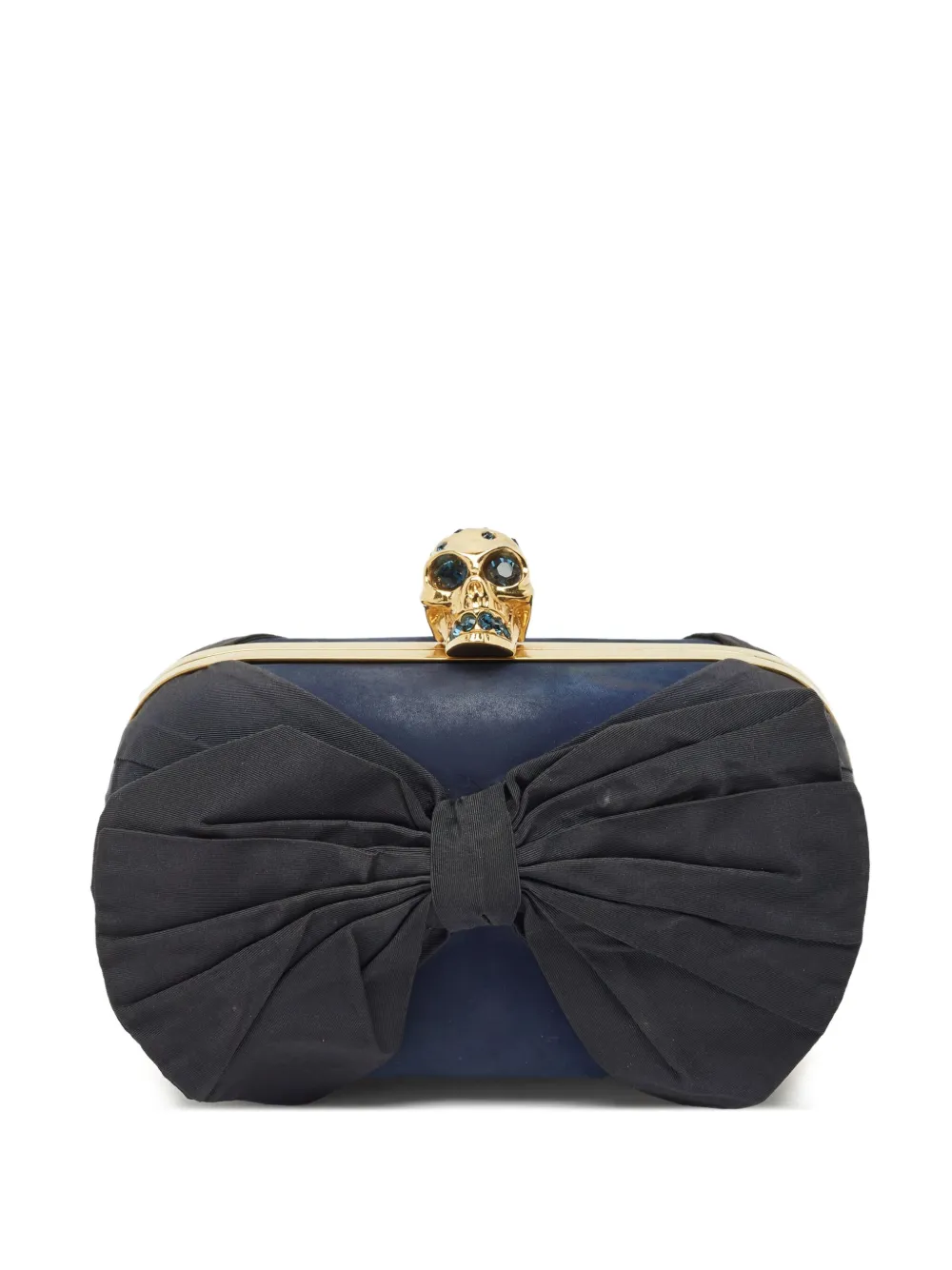 Pre-owned Alexander Mcqueen Bow Clasp Clutch Bag In Blue