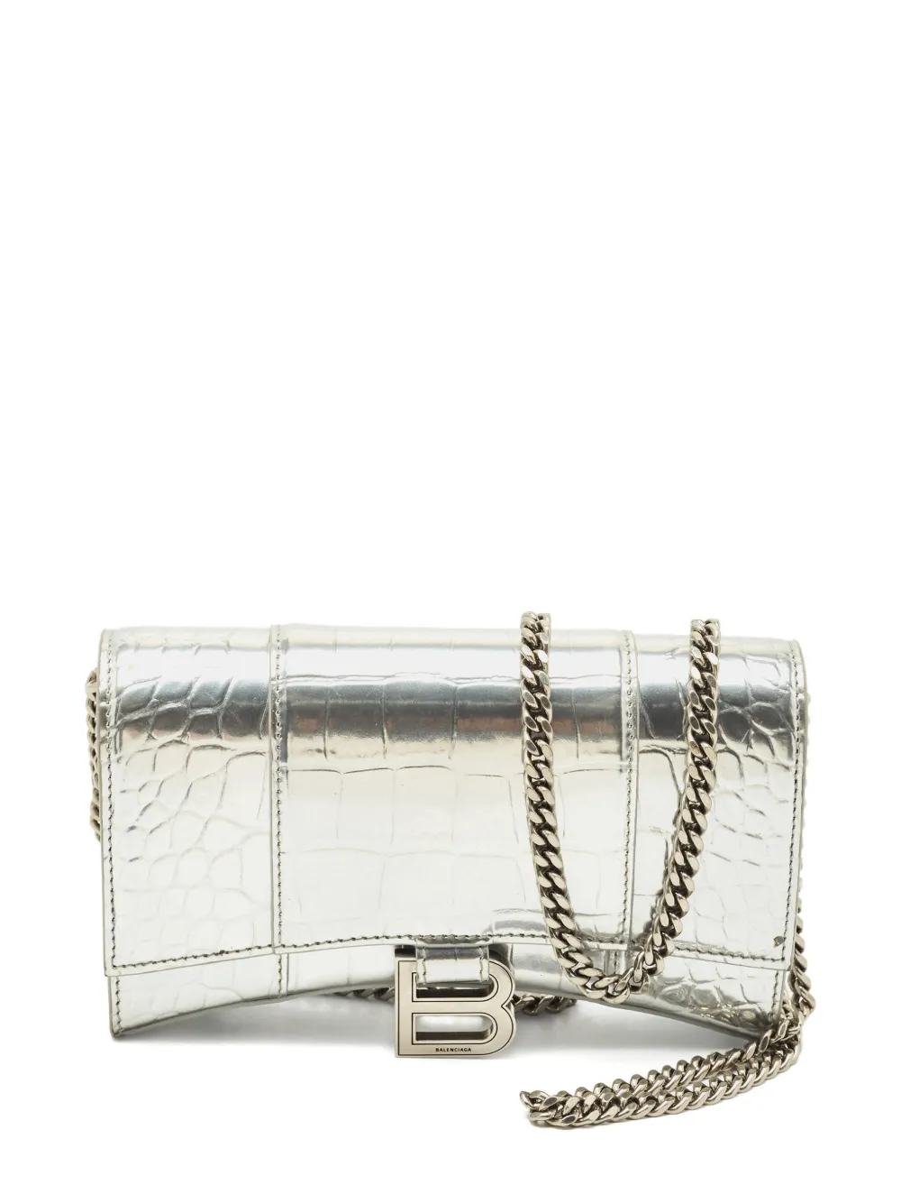 Balenciaga Pre-Owned Borsa Hourglass con effetto coccodrillo goffrato - Argento