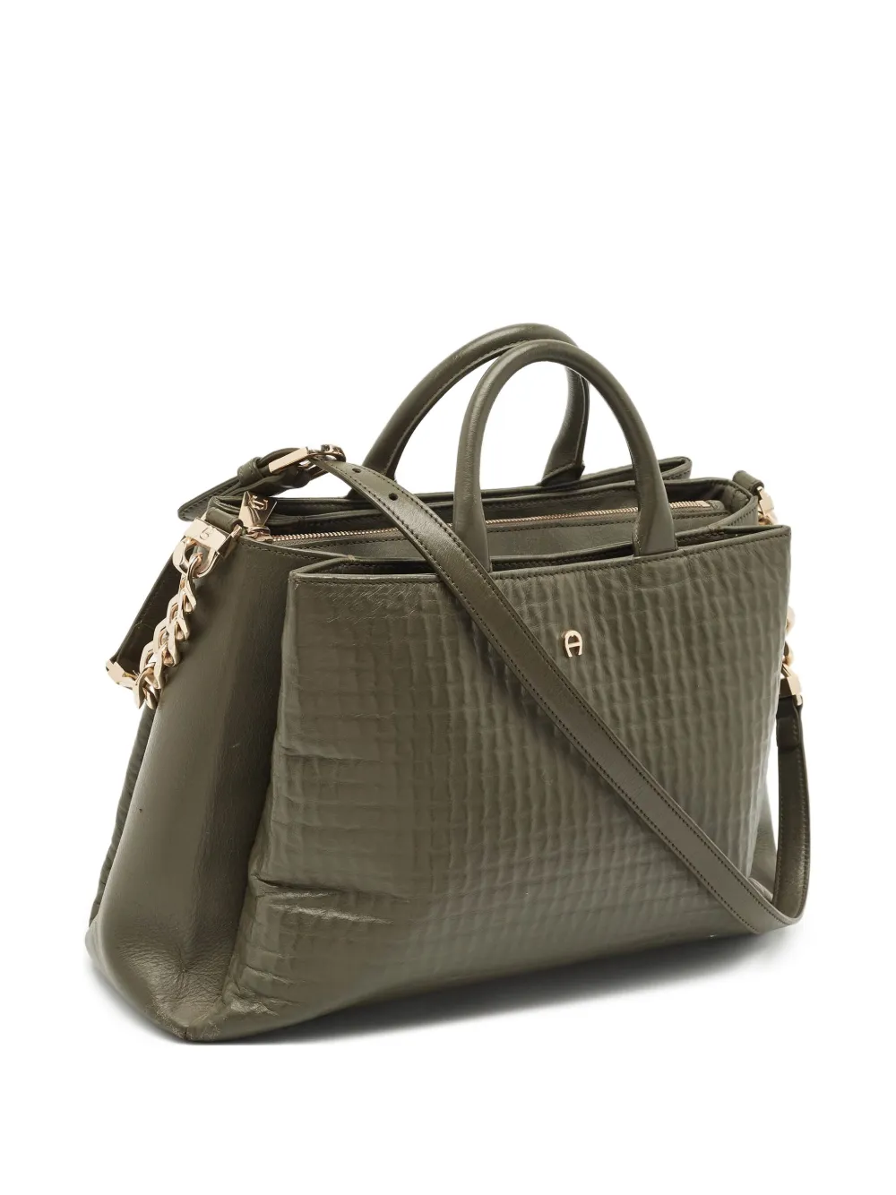 Aigner Vintage sac à main en cuir texturé (années 2010) - Vert Aigner Vintage sac à main en cuir texturé (années 2010) - Vert