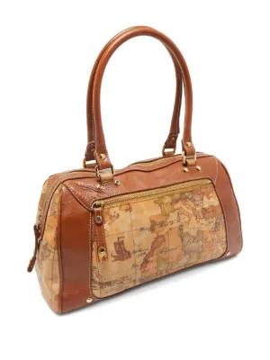 Sac à Main Vintage Alviero Martini En Cuir Marron - Modèle Authentique Porté Main/épaule