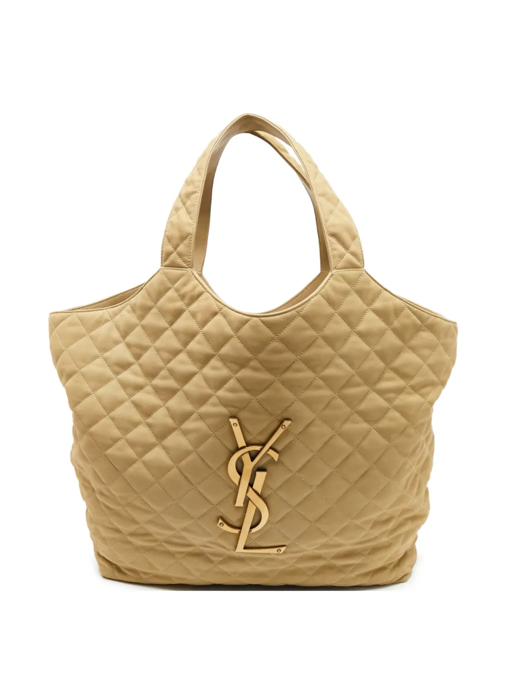 Pre-owned Saint Laurent Maxi Icare Quilted Tote Bag In Neutral