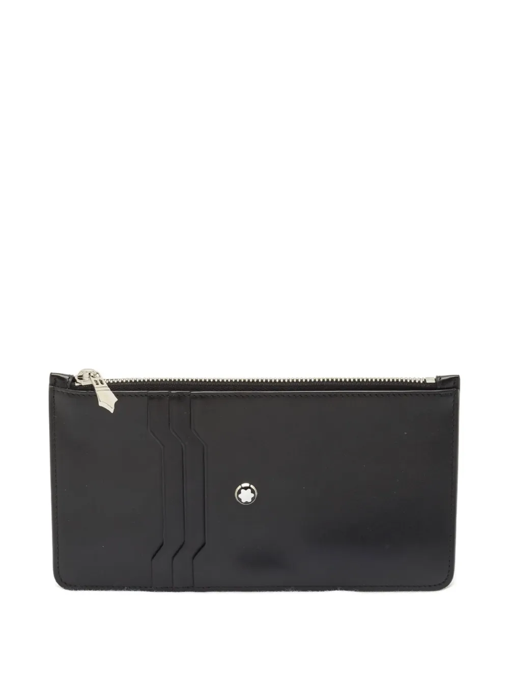 Pre-owned Montblanc Meisterstück Leather Zip Clutch In Black