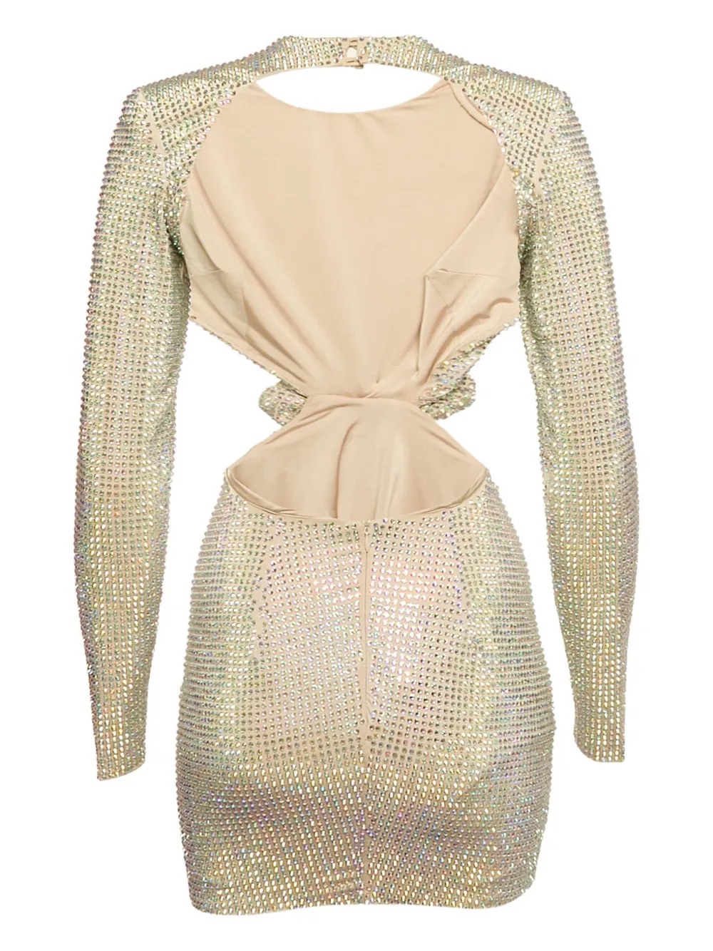 The New Arrivals Ilkyaz Ozel Mini-jurk verfraaid met kristallen - Beige