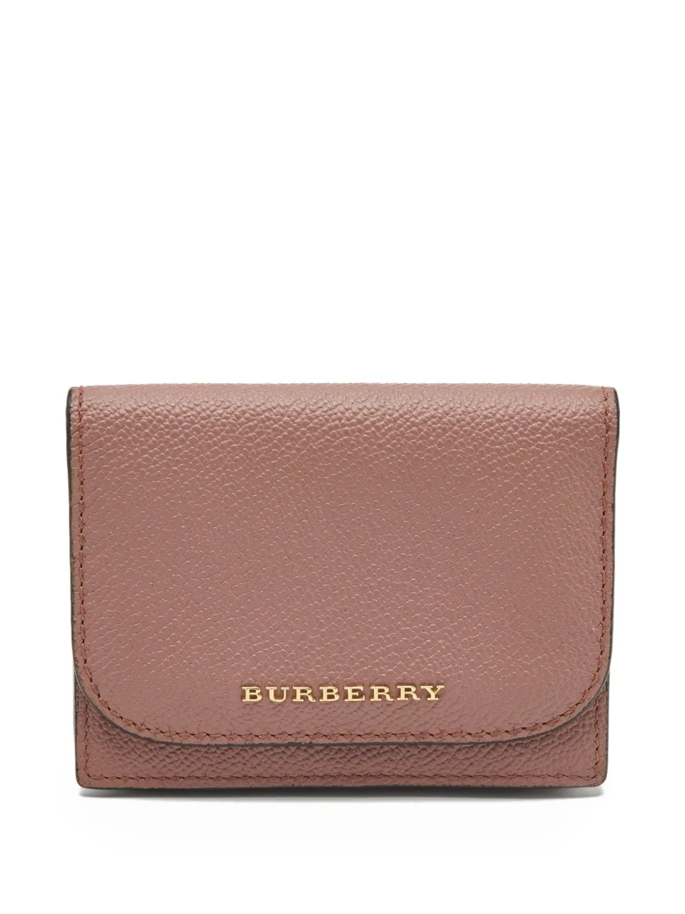 Pre-owned Burberry Logo-lettering Leather Wallet In Pink