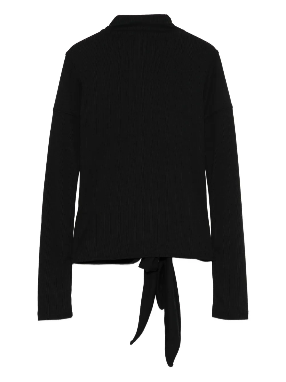 Low Classic Blouse met gestrikte voorkant - Zwart