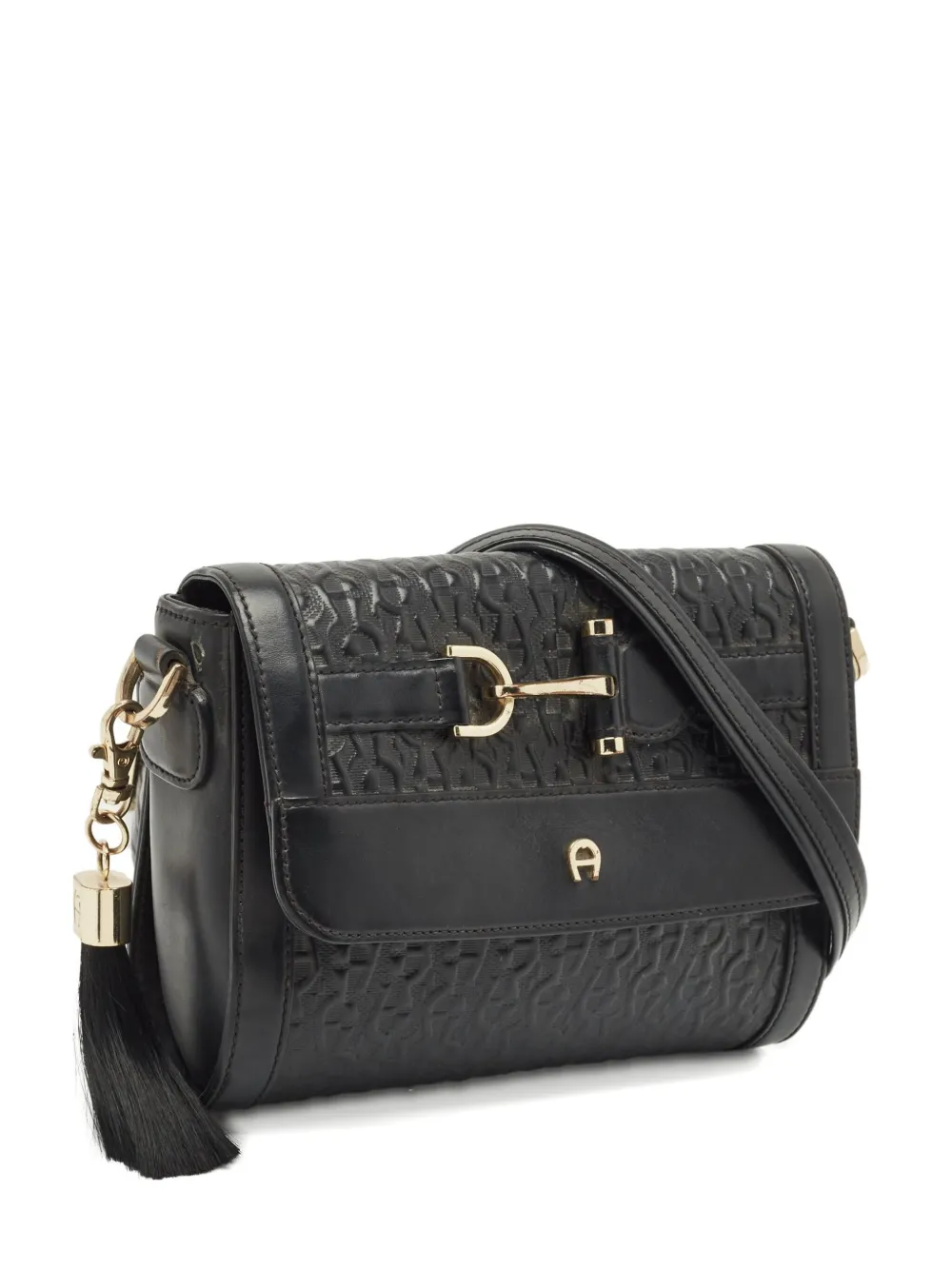 Aigner Vintage Borsa a tracolla con logo goffrato - Nero